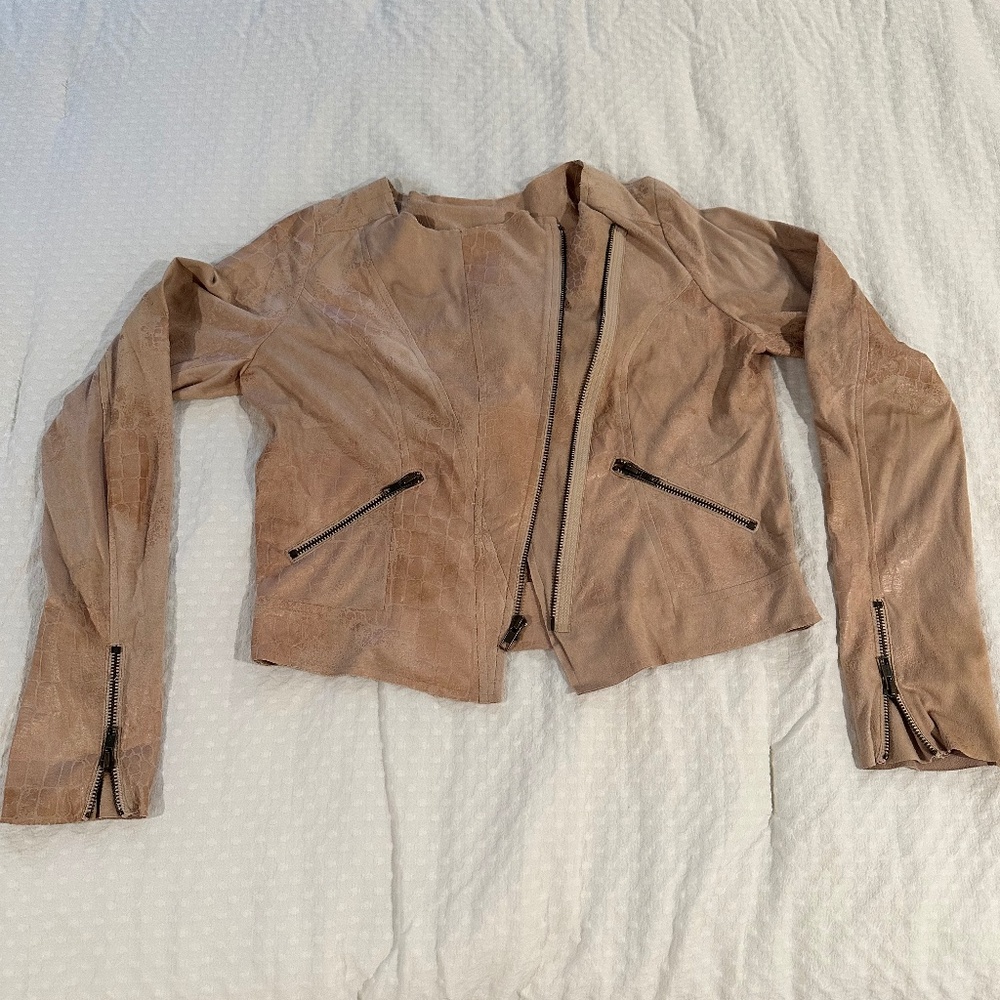 Georgie Faux Leather Moto Jacket - Tan